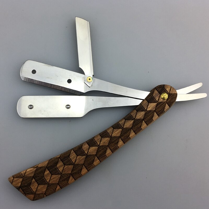 Classic Hand Made Straight Razor Wood Handle Safety Barber Straight Razor Fit Whole Piece Double Edge Razor Blade