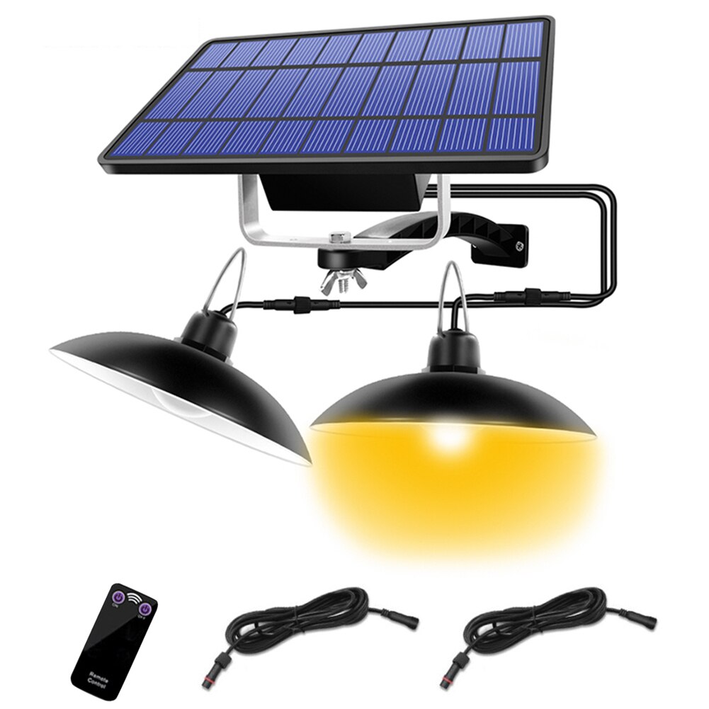 Haveskur lampe nødlys led solar pendellys altan opbevaringsrum  ip65 vandtætte hjemmehængende fjernbetjening: Sort b varmt lys