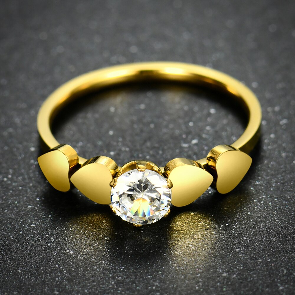 Le donne di Fidanzamento Ragazze Anelli Anelli di Moda in acciaio Inox Anelli Mujer Elegante di Cerimonia Nuziale Del Cuore jewerly Anelli con chiaro CZ Zircone