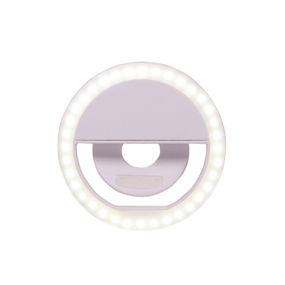 Portable Led Selfie Ring Light Universal Mobile Phone Clip Ring Lamp Flash Lens Beauty Phone Holder Fill Lamp Women Selfie Light: White