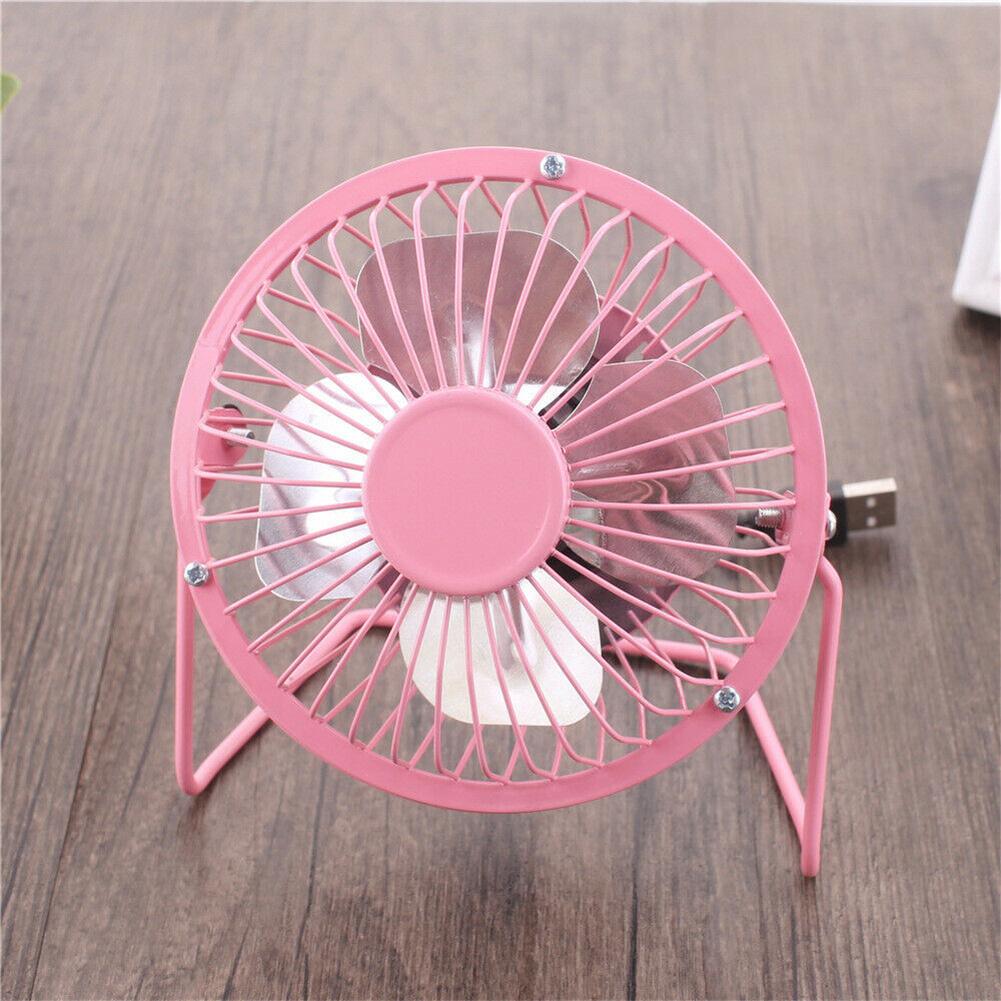 4 Inch Metal Usb Mini Fan Portable 360 Degree Adjustable Cooling Fan Table Fan Desk Fan Mini Personal Fan for Home Office: Pink