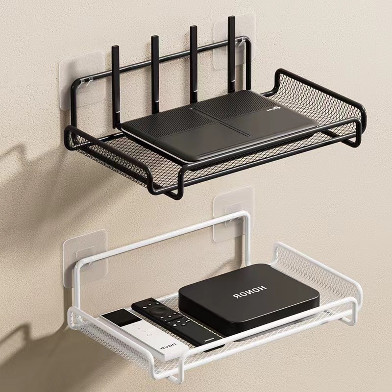 1Pc WIFI Router Plank Stand Wandmontage Opbergdoos Draagbare Minimalistische Office Organizer Diversen Thuis Opbergrek Houders: Black