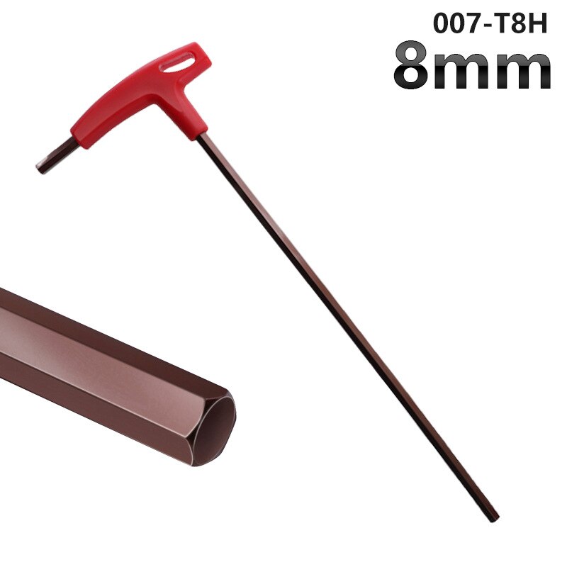 Extra lång typ sexkantnycklar set 3/4/5/6/8mm insexnycklar handverktyg sexkant set t handtag platt skiftnyckel reparationsverktyg nycklar för reparationsbil: 8mm