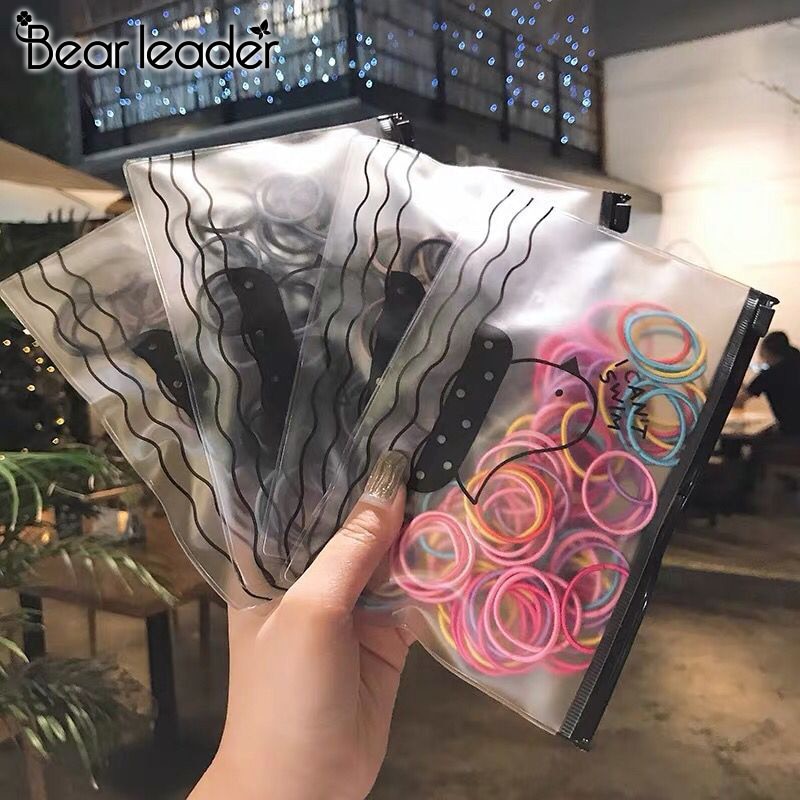 Bear Leader Haaraccessoires - 100 Stuks Elastische Haarelastiekjes - Effen Patroon - Polyester - Voor Baby Meisjes