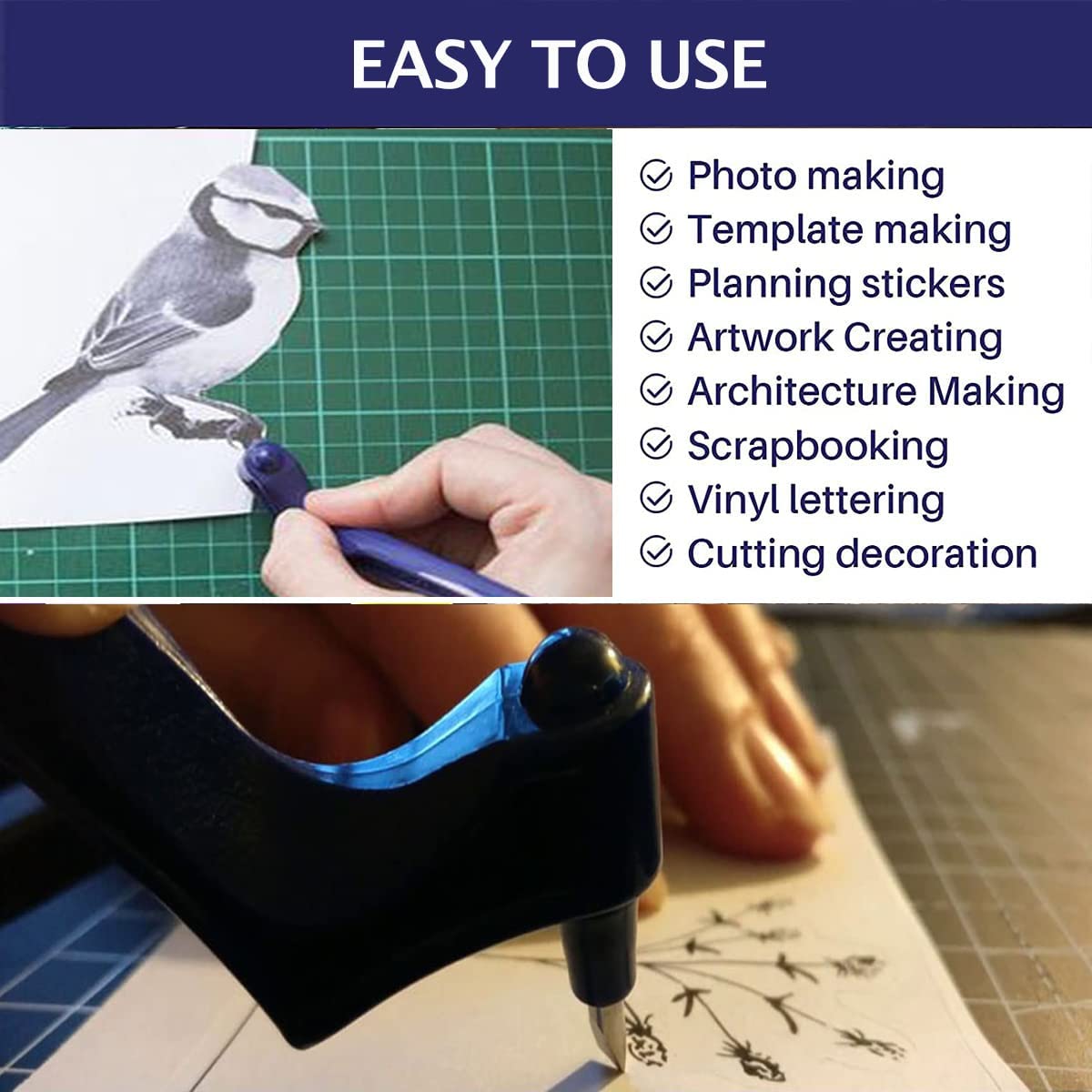 DIY Craft Snijgereedschappen Houtsnijwerk Cut Pen Art Craft Tool met 360-staal roterend mes Veiligheidssnijder Papier