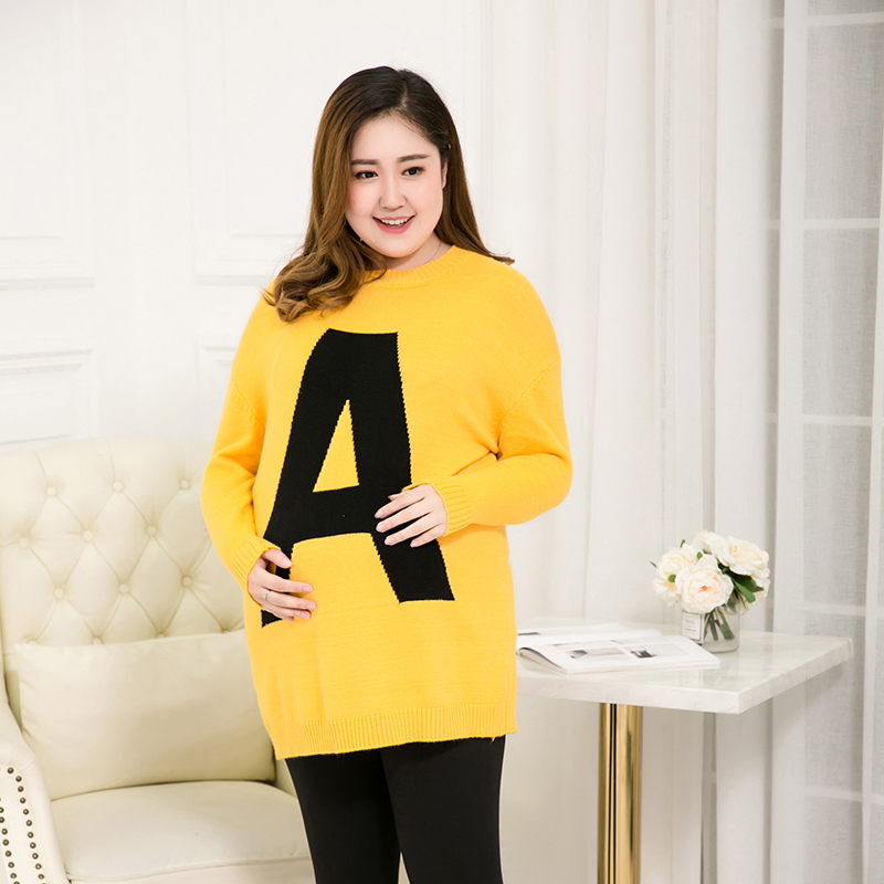 Grande taille robe de maternité plus gros automne et hiver vêtements veste pull femmes longue section chemise marée
