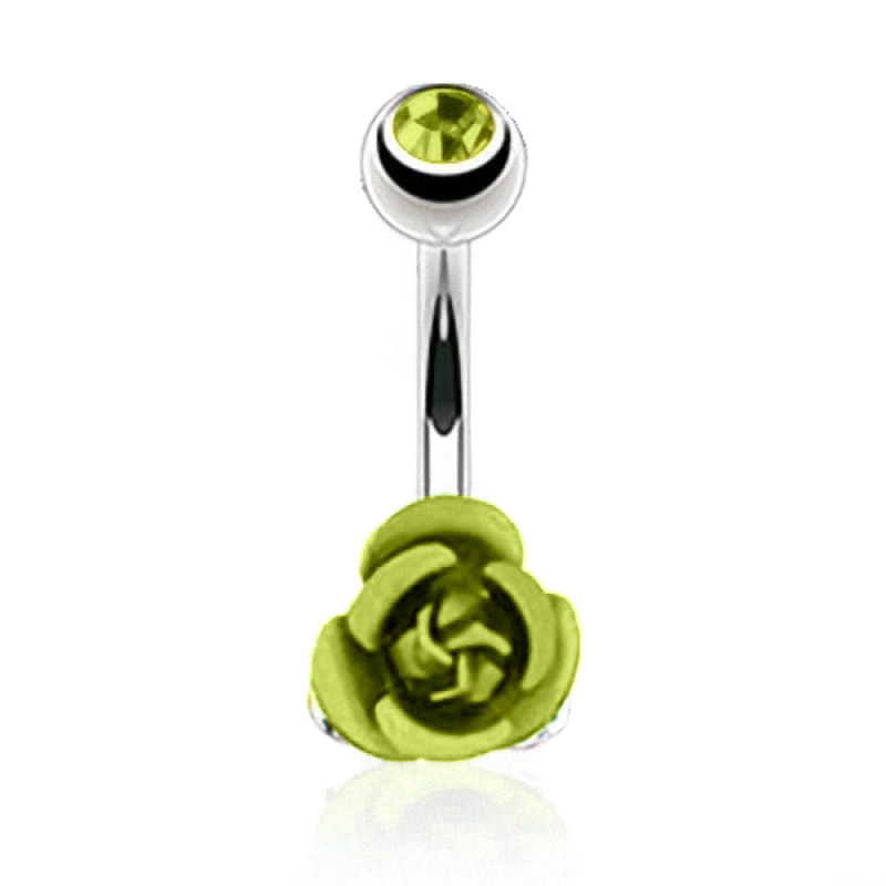 Stainless Steel Flower Rose Piercing Belly Button Ring Barbell Body Jewelry Women Dancing Body Chains Plug M8694