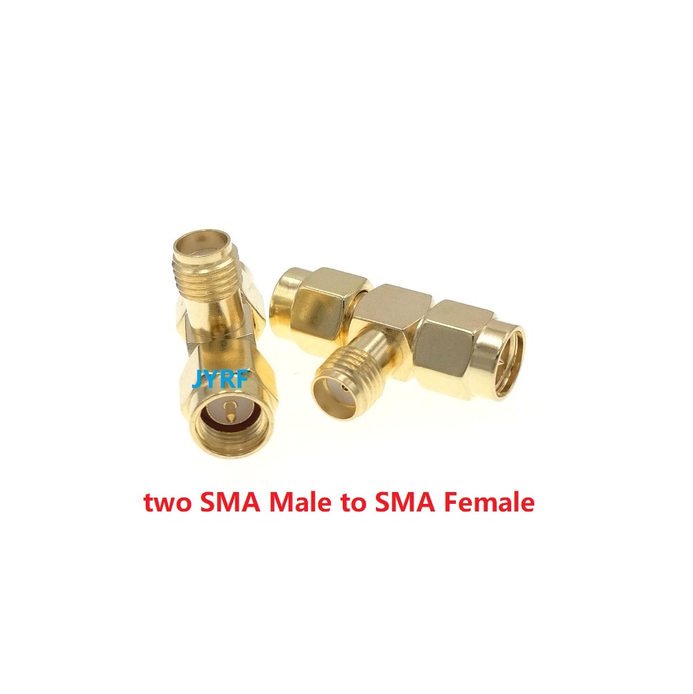SMA Male Female RF Coaxial Adapter Connector Straight Right Angle T Type Splitter Goldplated: Yellow