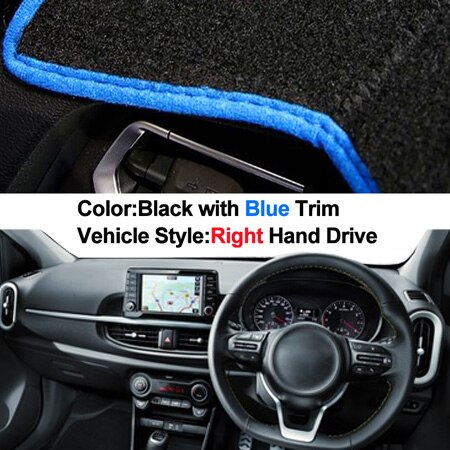 Car Dashboard Cover For Kia Picanto X-line / Morning Dash Board Dash Mat Pad Carpet Cover Auto Pad Rug Sun Shade Dashmat: Transparent