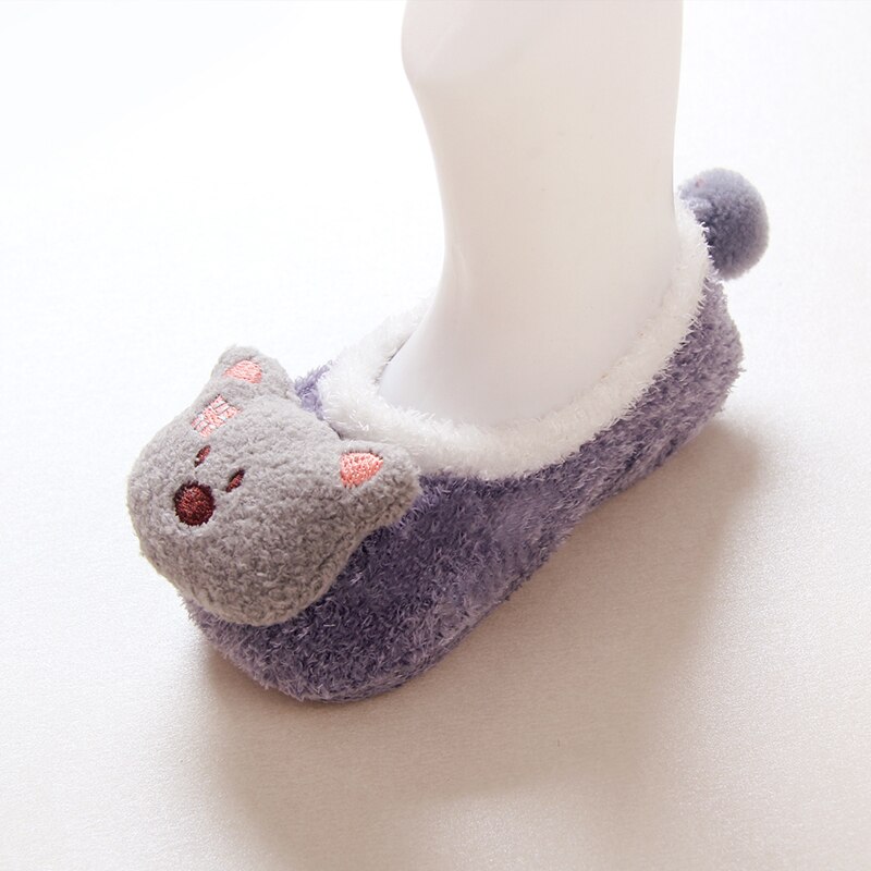 Winter Spring Coral Fleece Baby Socks Soft Anti Slip Boy Girl Children Floor Sock Animal Cartoon Shoes Slippers Boots 0-3 T