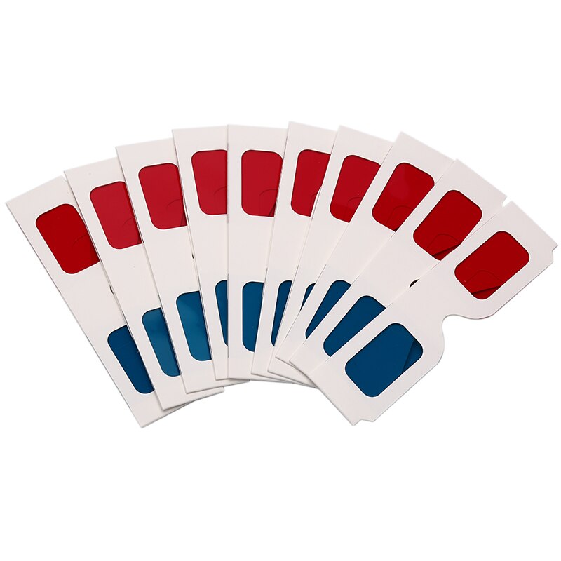 10 pièces/100 paires universel papier anaglyphe 3D lunettes papier 3D lunettes vue anaglyphe rouge Cyan rouge/bleu lunettes 3D pour film