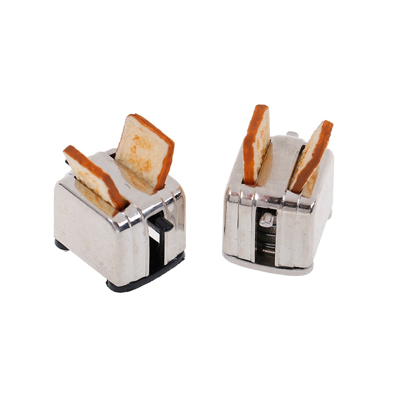 Neue Puppe Haus Mini Brot Maschine Toaster 1/12 Skala Mit Toast Miniatur Puppe Haus Zubehör Nette Dekoration