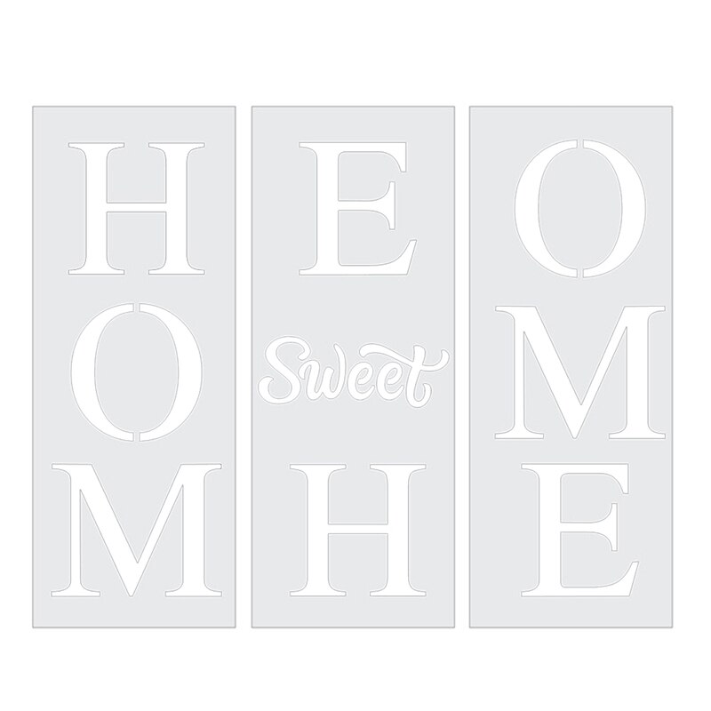 Große, vertikale „home sweet home“-schablonen zum bemalen von holz, wiederverwendbares schablonenset für holzschilder, leinwände und diy-bastelarbeiten: Default Title