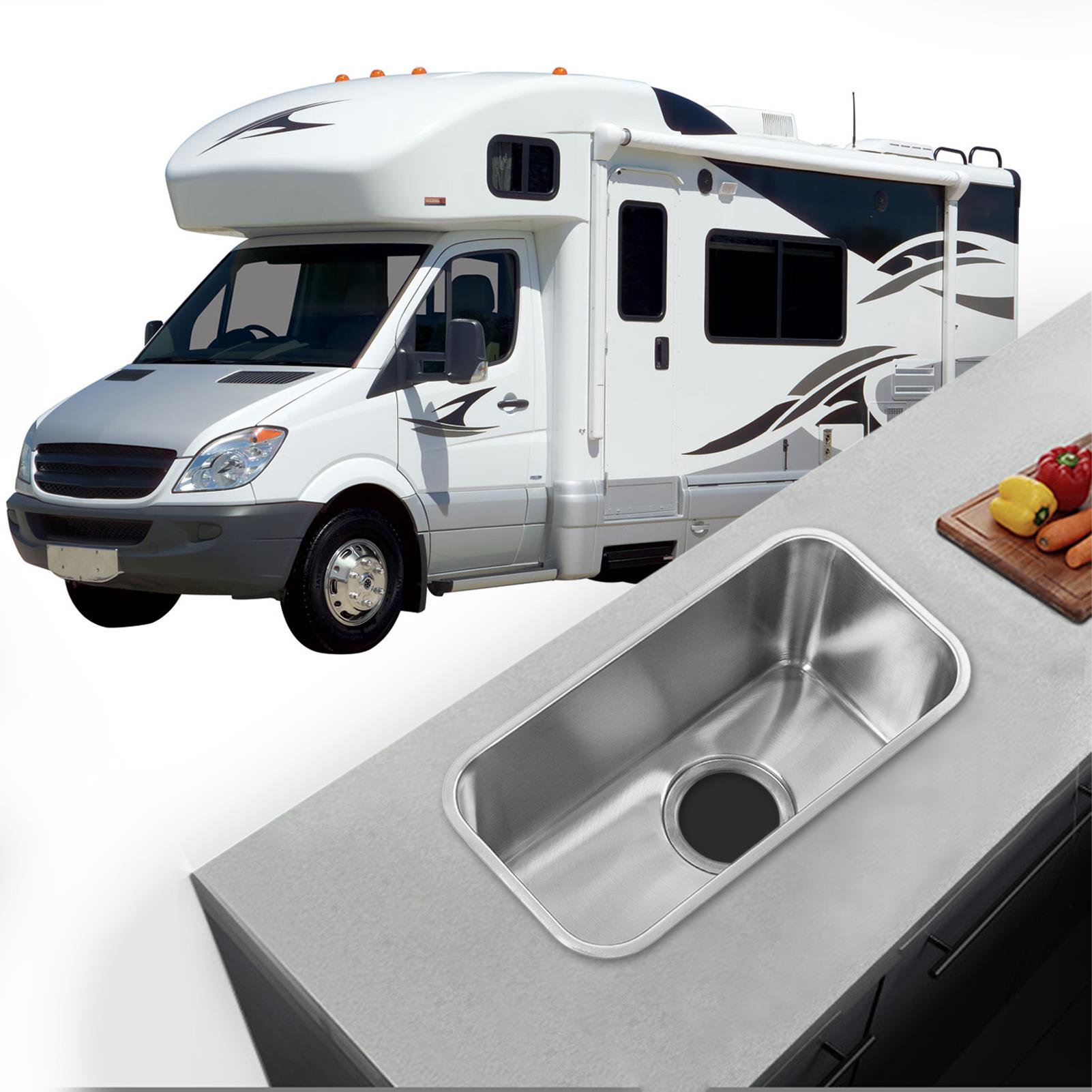 Rv-vask 304 stk . håndvask med børstet overflade i rustfrit stål 390 x 190 x 185mm til lystbåde