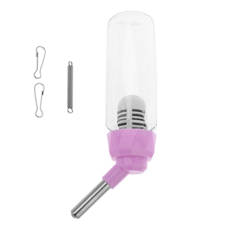 80/125ml Small Pet Hamster Water Bottle Leak Proof Guinea Pig Cage Hanger Water Dispenser Drinking Bottle: Pink / 125ml