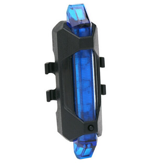 Portable LED USB Rechargeable Mountain Bike Bicycle Waterproof Tail Rear Safety Warning Light Taillight Lamp Super Bright: Blue