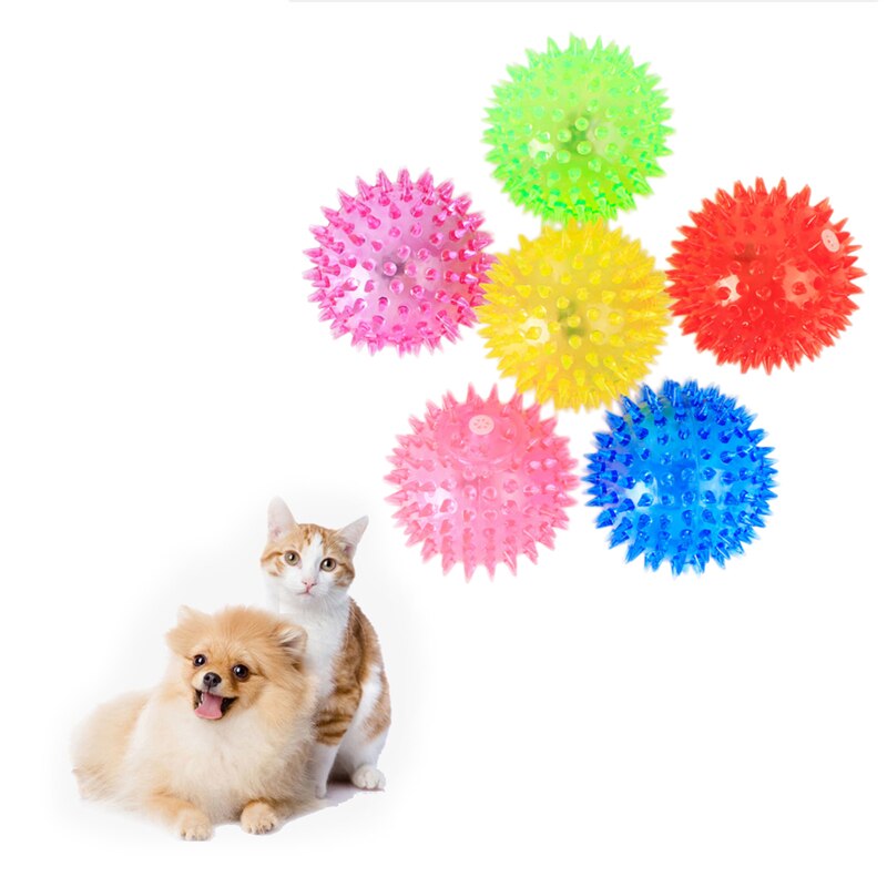Blød gummi lysende kæledyr hund tygge elastisk kugle legetøj størrelse s /l 1 stk tilfældig farve