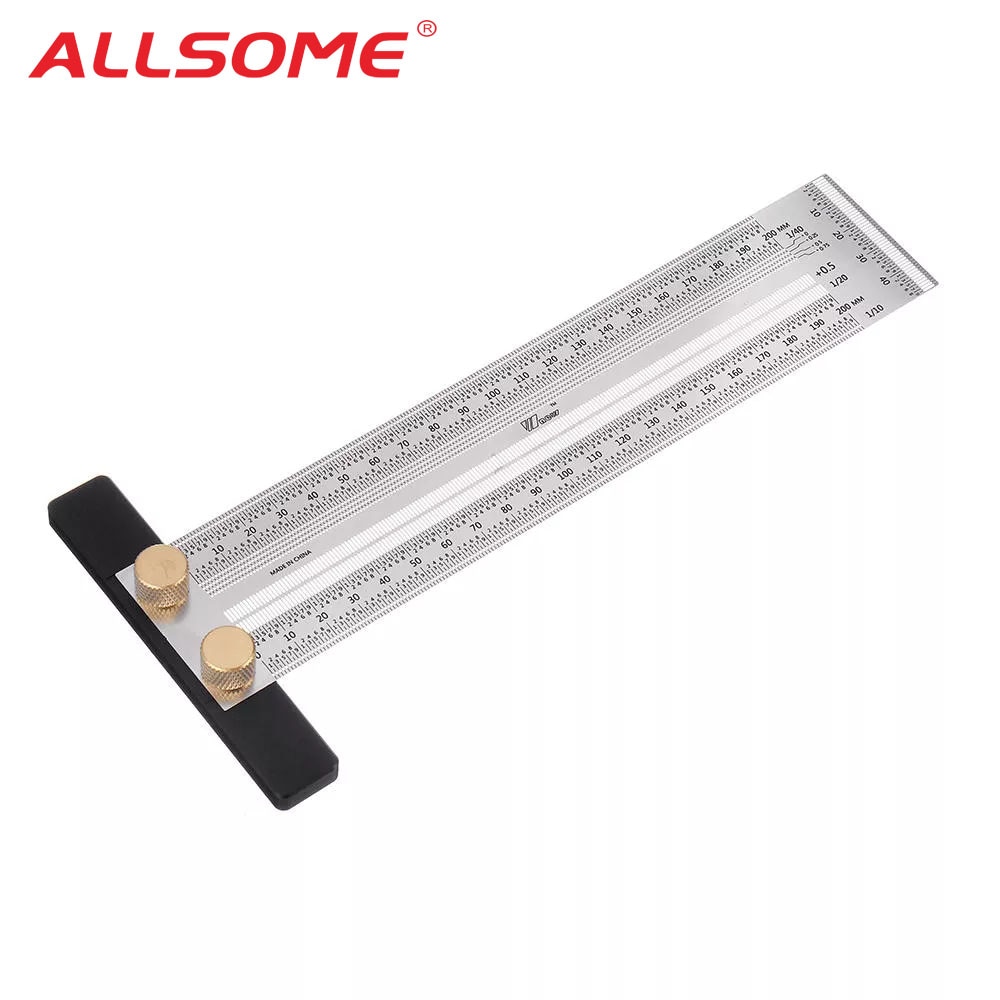 High Precision Scale Ruler T-type Hole Ruler Stainless Woodworking Scribe Drawing Mark Line Gauge Carpenter DIY Measuring Tool