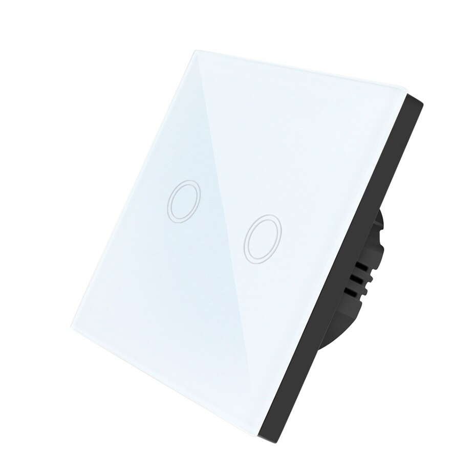 Light Switch for LED Light Touch Screen Wall Light Switch Recessed 220V EU UK Standard Crystal Glass Touch Panel Control Switch: White 2 gang