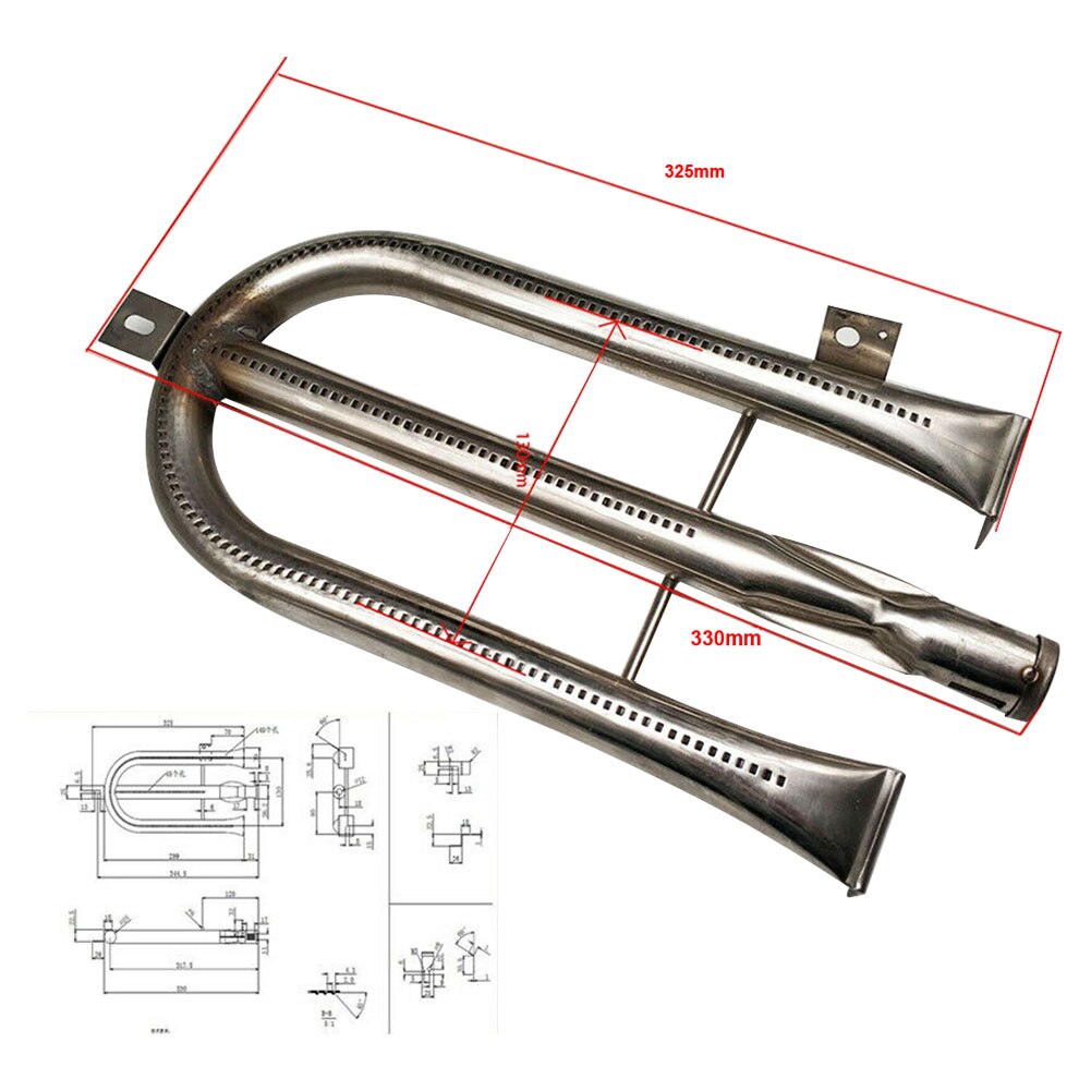 Durable Practical Universal BBQ Grills Stainless Steel Pipe Gas Burner Tube Heavy Duty Spare Replacement Parts Easy Install
