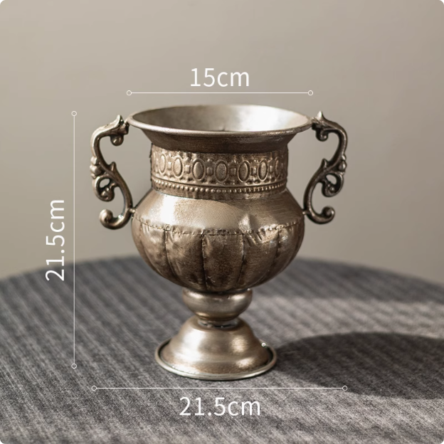 Jarrón de copa de hierro Retro europeo, decoración del hogar, sala de estar, arreglo de figuritas de flores, artesanías, adornos de maceta de Metal para Hotel: YELLOW