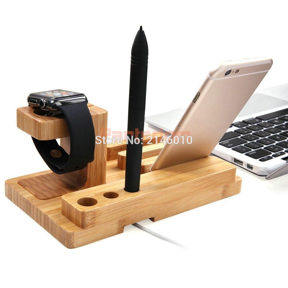 Téléphone portable 3 en 1 bambou bois support de Charge Dock bande Station berceau support pour Apple Watch iPhone Plus 7 6 iPad234 Air
