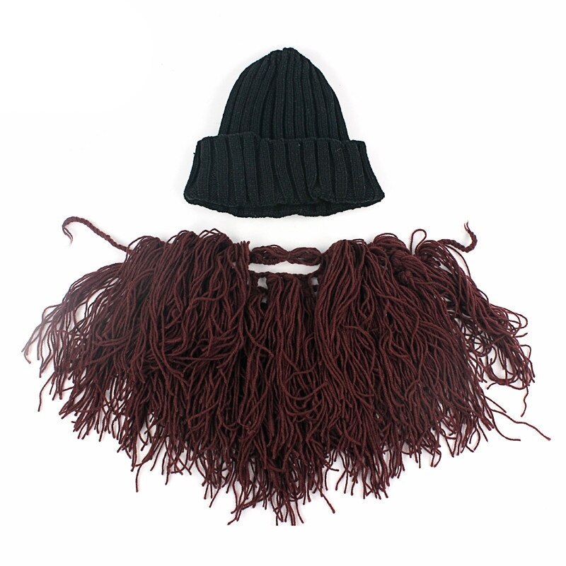 Drôle à la main hiver laine moustache tricoté chapeaux Pirate masque facial perruque barbe bonnets Bonnet casquettes