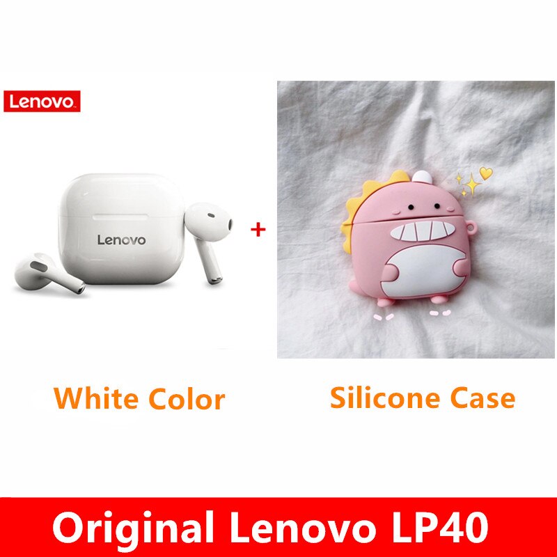 Original Lenovo LP40 TWS Wireless Earphone Bluetooth 5.0 Dual Stereo Noise Reduction Bass Touch Control Long Standby 300mAH: lp40white fense