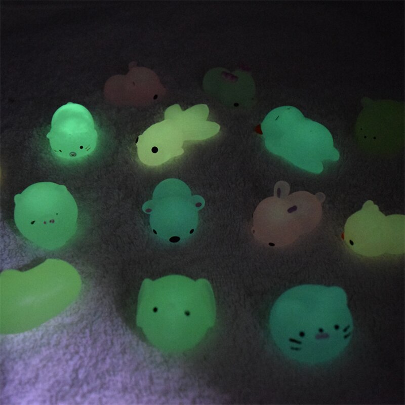 Spongy Squishy Mochi Fidget Toys Kawaii Animal Squeeze Cure Fun Anti-Stress Glowing FluorescentKid Toy
