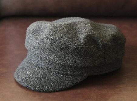 Gorro de marinero de lana, sombrero versátil coreano británico para mujer, gorro octogonal de informal, gorro de lengua de pato: deep gray 