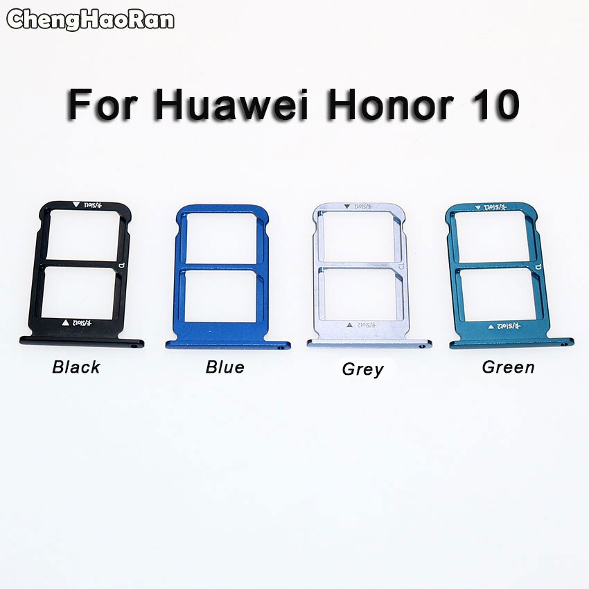ChengHaoRan Voor Huawei Honor 10 Honor10 Micro Sim-kaart Houder Slot Lade Adapter met Eject Vervanging Zwart, Blauw, grijs, Groen