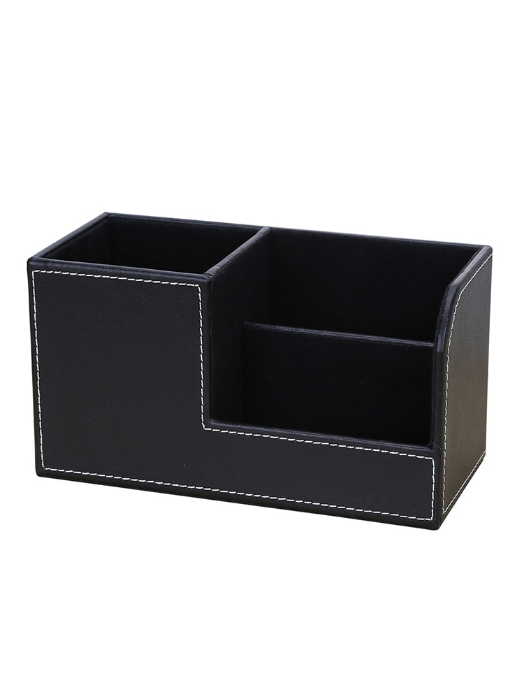 Pen holder Pencil Box Leather Desk Organizer Cell phone stand Name Card Holder Office Storage box