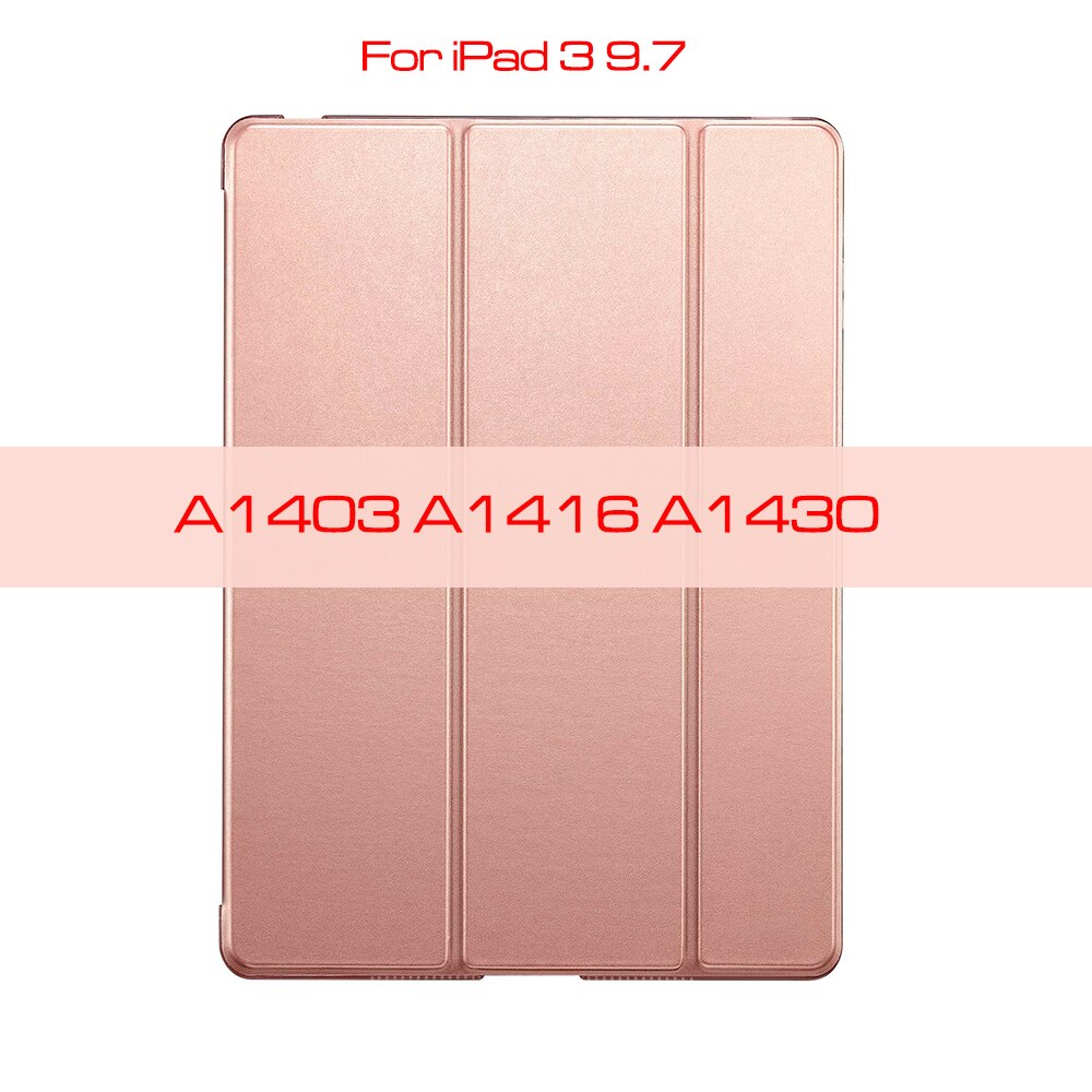 QIJUN etui na iPad 2 3 4 9.7 cala Fundas na ipad 2 ipad 3 ipad 4 A1395 A1416 A1460 PC powrót PU skóra inteligentna okładka Auto sen: Rose gold-iPad 3