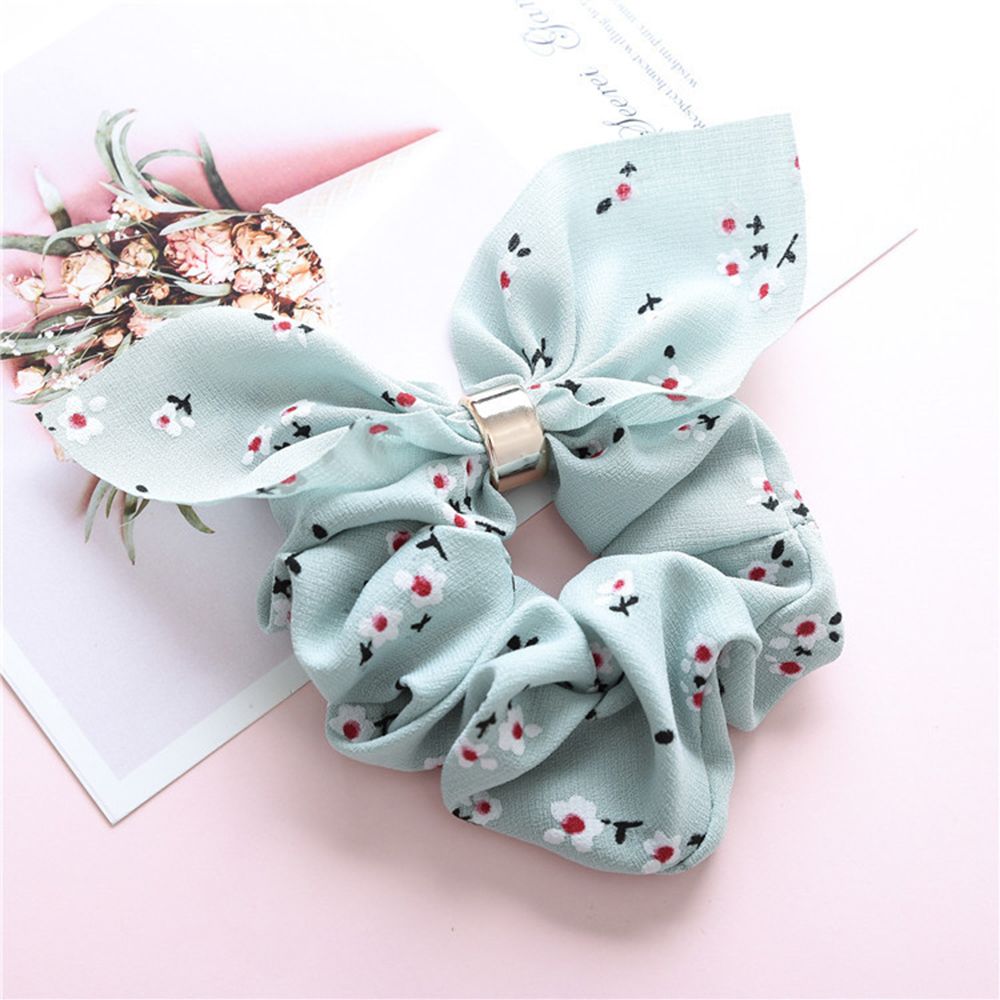 Kvinnor håraccessoarer hår scrunchie rosetter hästsvanshållare hårband godis färg rosett knut scrunchy flickor hårslipsar: Ljusgrönt tryck