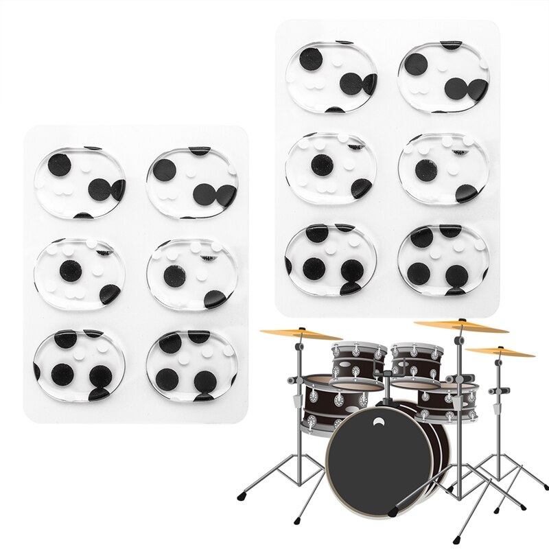 Amortiguadores de tambor, almohadillas de Gel, almohadillas de amortiguación de tambor de silicona, amortiguadores de tambor blando no tóxicos para tambores, Control de tono, negro y transparente