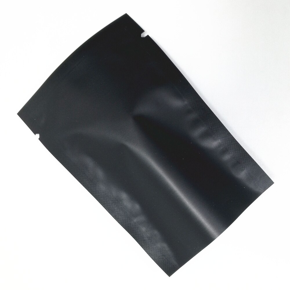 100Stck matt Schwarz Aluminium Folie Paket Heißsiegelfähigen oben offen Taschen für Bohnen Nüsse Getrocknete Lebensmittel Vakuum Lagerung Mylar Pack Beutel