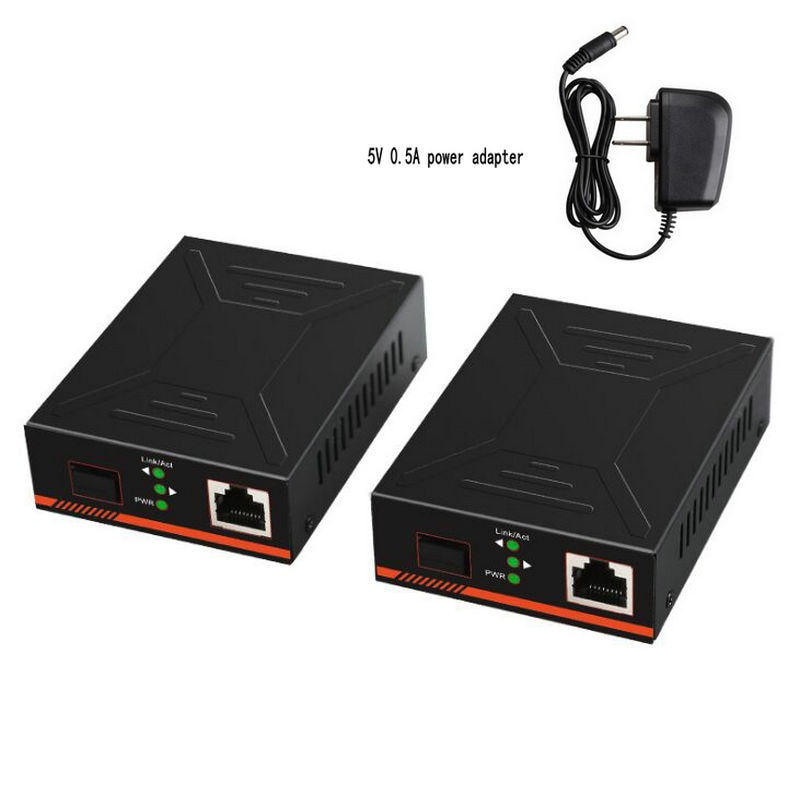 1pair Media converter fiber optical to rj45 UTP 10/100/1000M 1310/1550 fiber to gigabit ethernet switch adapter