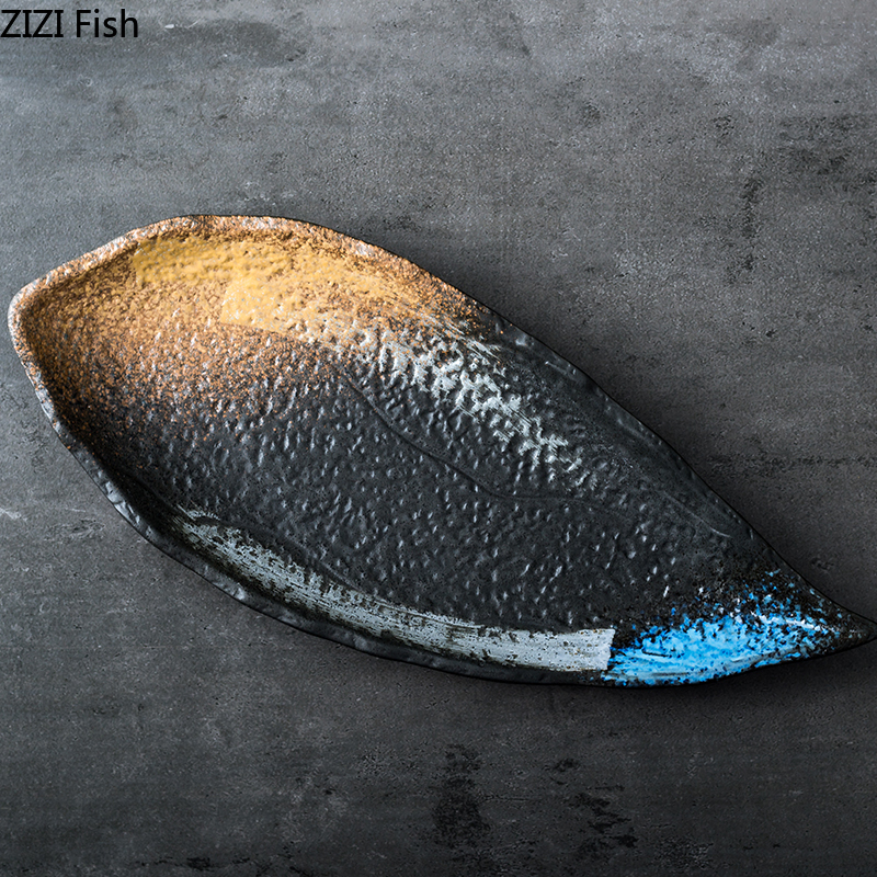 Nieregularne ceramiczne płytkie talerze wołowina nakładka stykowa zastawa stołowa jednokolorowe danie deserowe japońskie domowe dekoracyjne zastawy stołbyć winnym