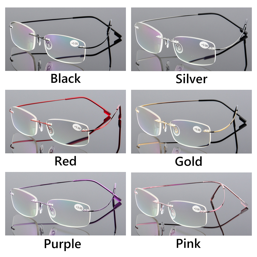 Men Women Rimless Reading Glasses Memory Titanium Clear Eyeglasses Magnetic Presbyopic Eyeglass +1.0 +1.5 +2.0 +2.5 +3.0 +3.5