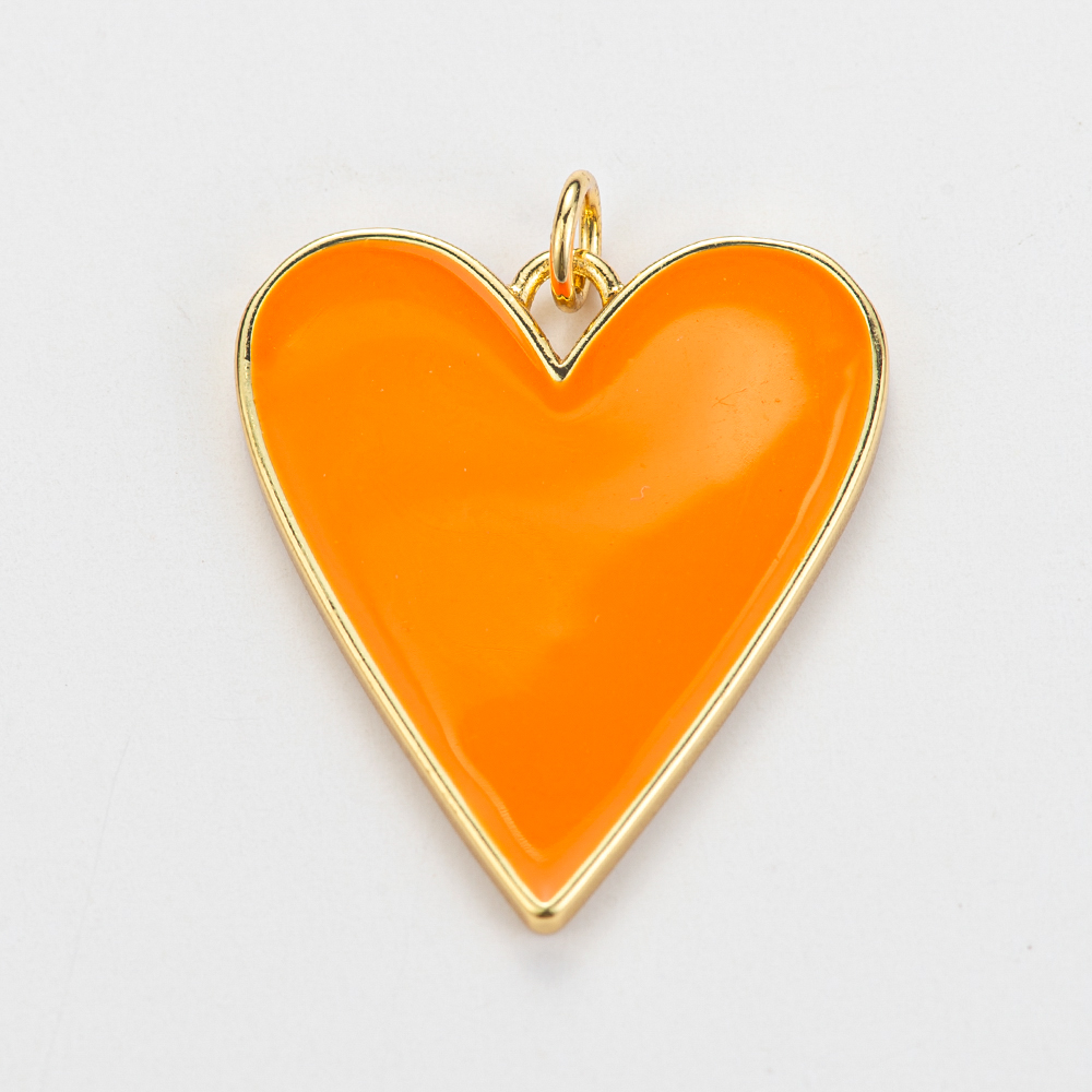 10 Kleuren Grote Emaille Hart Hanger Unieke Gouden Kleur Koper Romantische Liefde Bedels Voor Ketting Sieraden Maken Leuke Accessoires: orange