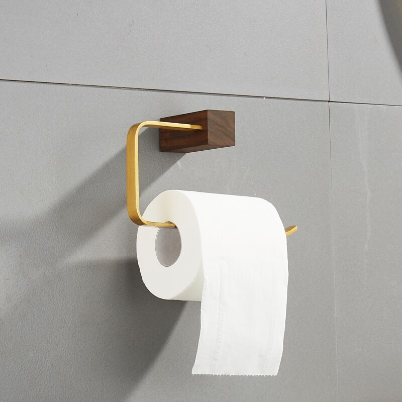 Perchero de madera maciza para ropa, estante de almacenamiento, colgador de pared, soporte de papel toalla negra de nogal, estante esquinero, accesorios de baño