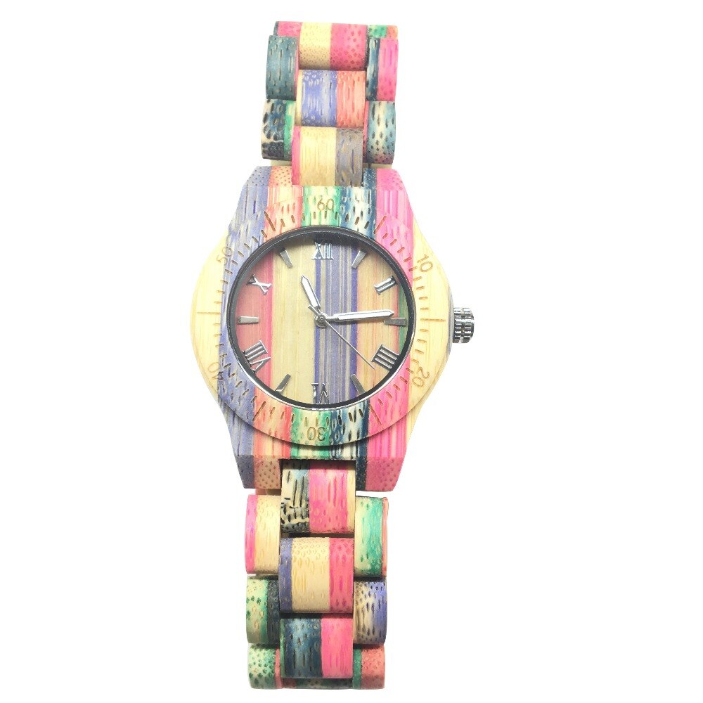Montre en bois couleur bambou pour femme meilleurs pour anniversaire avec étui de bambou dans une boîte à idées