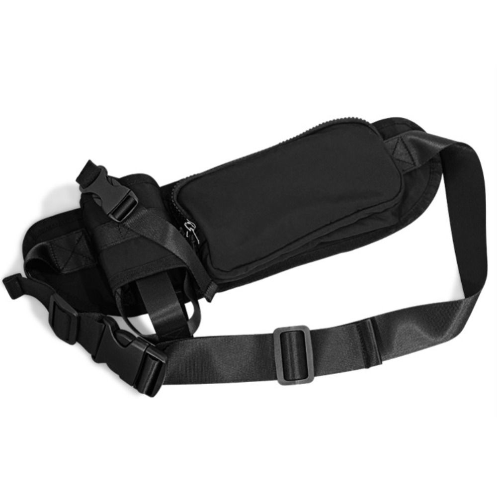 Wodoodporny pas robić biegania z tkaniny Oksford z torbą na bidon, sportowa torba na ramię, czarna regulowana torba crossbody robić biegania.