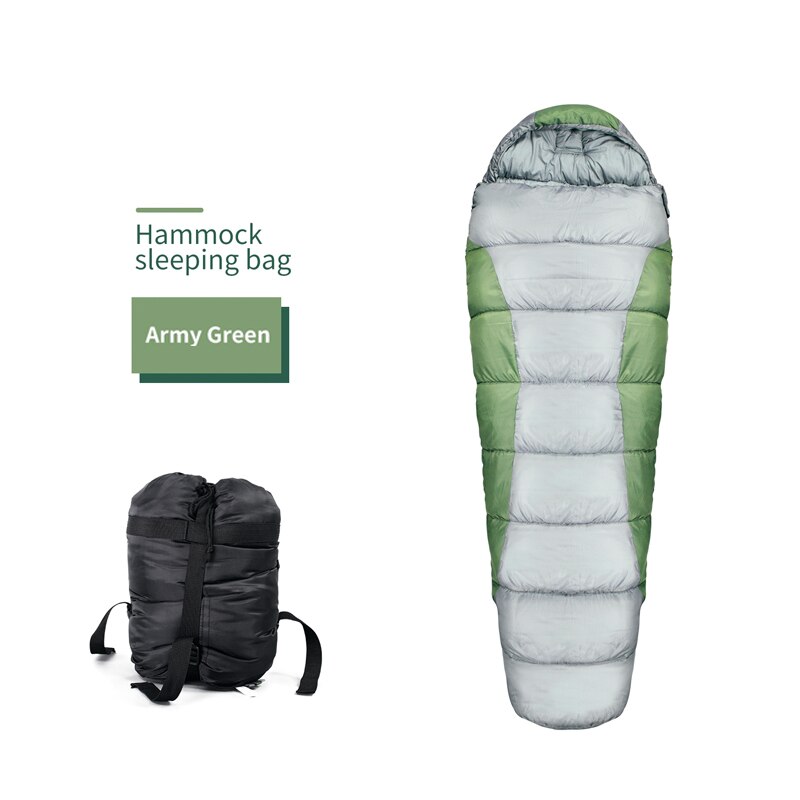 Ultralette termisk vintervarm udendørstur camping hængekøje sovepose: Grøn