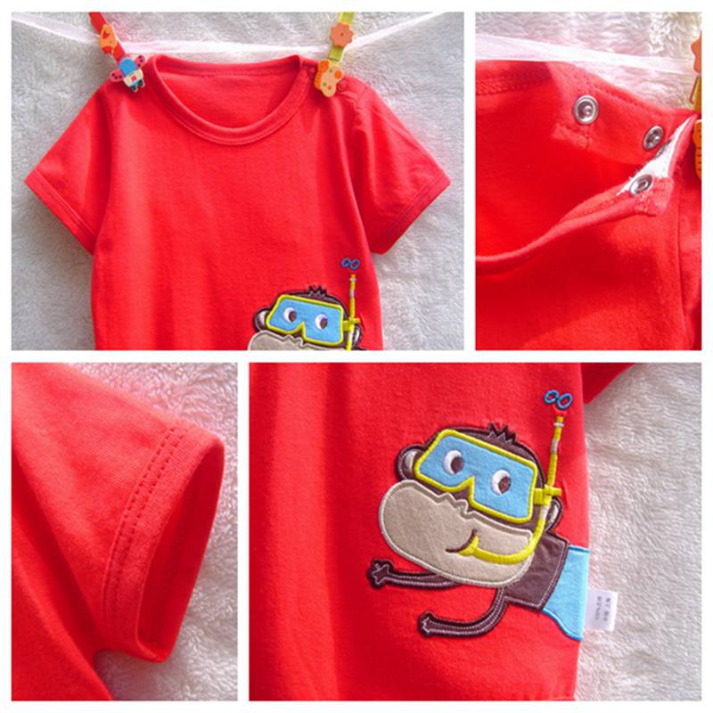 Leuke Duiken Aap Rode Zomer Baby Boy Korte Mouw Bodysuit Body Bebe Overalls Jumpsuit Baby Kleding Kinderkleding