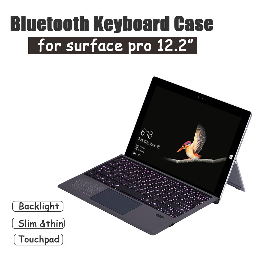 ] Bluwtooth Draadloze Toetsenbord Voor Oppervlak Pro3/Pro4/Pro2017/Pro6/Pro7 12.2 ", touchpad Met 7 Colorfull Backlight