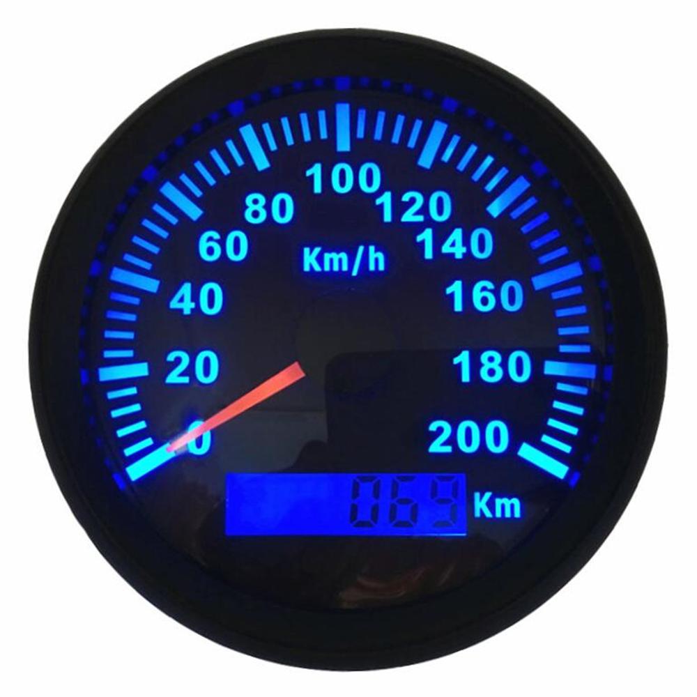 Pakke  of 1 0-200km/ t gps speedometer 85mm enheder sus 316l bezel hastighedsmålere med blå baggrundsbelysning til bil lastbil båd rv motorcykel