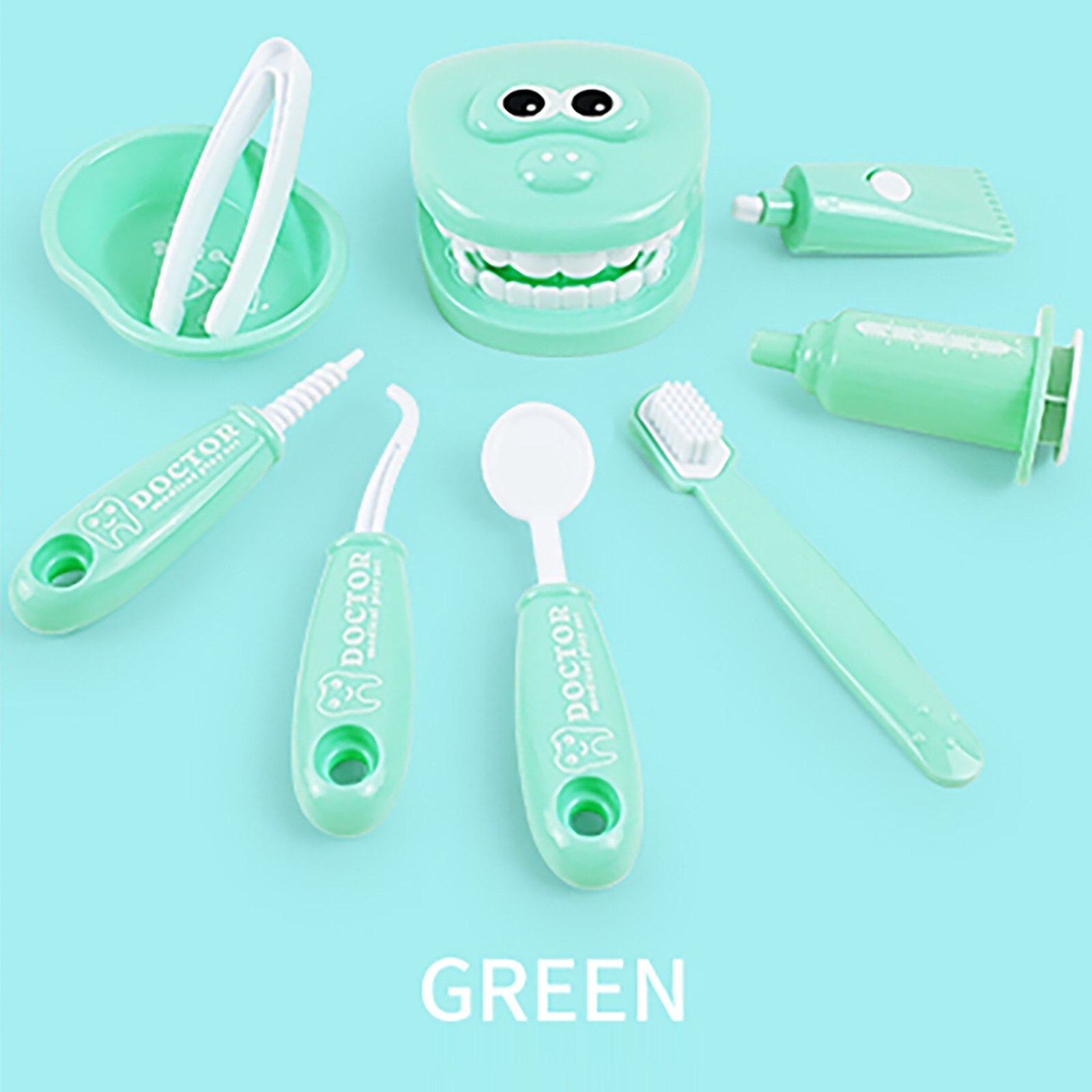 9 pçs crianças fingir jogar brinquedo dentista verificar os dentes modelo conjunto kit dentista educativo role play simulação brinquedos para crianças: 2