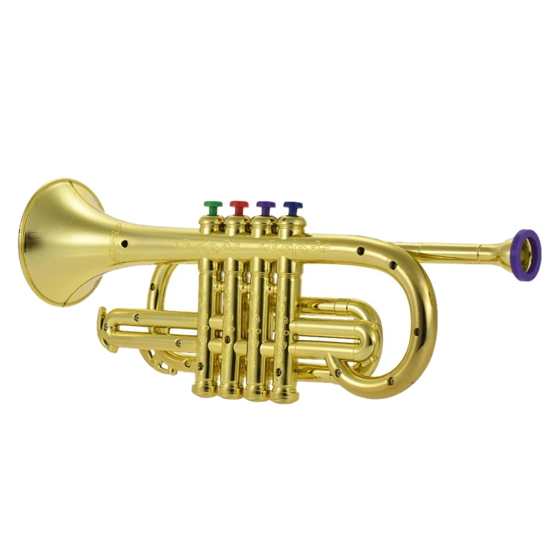 Trompet Hoorn Met 4x Sleutels Educatief Developmental Gouden Muzikaal Speelgoed Voor Kinderen