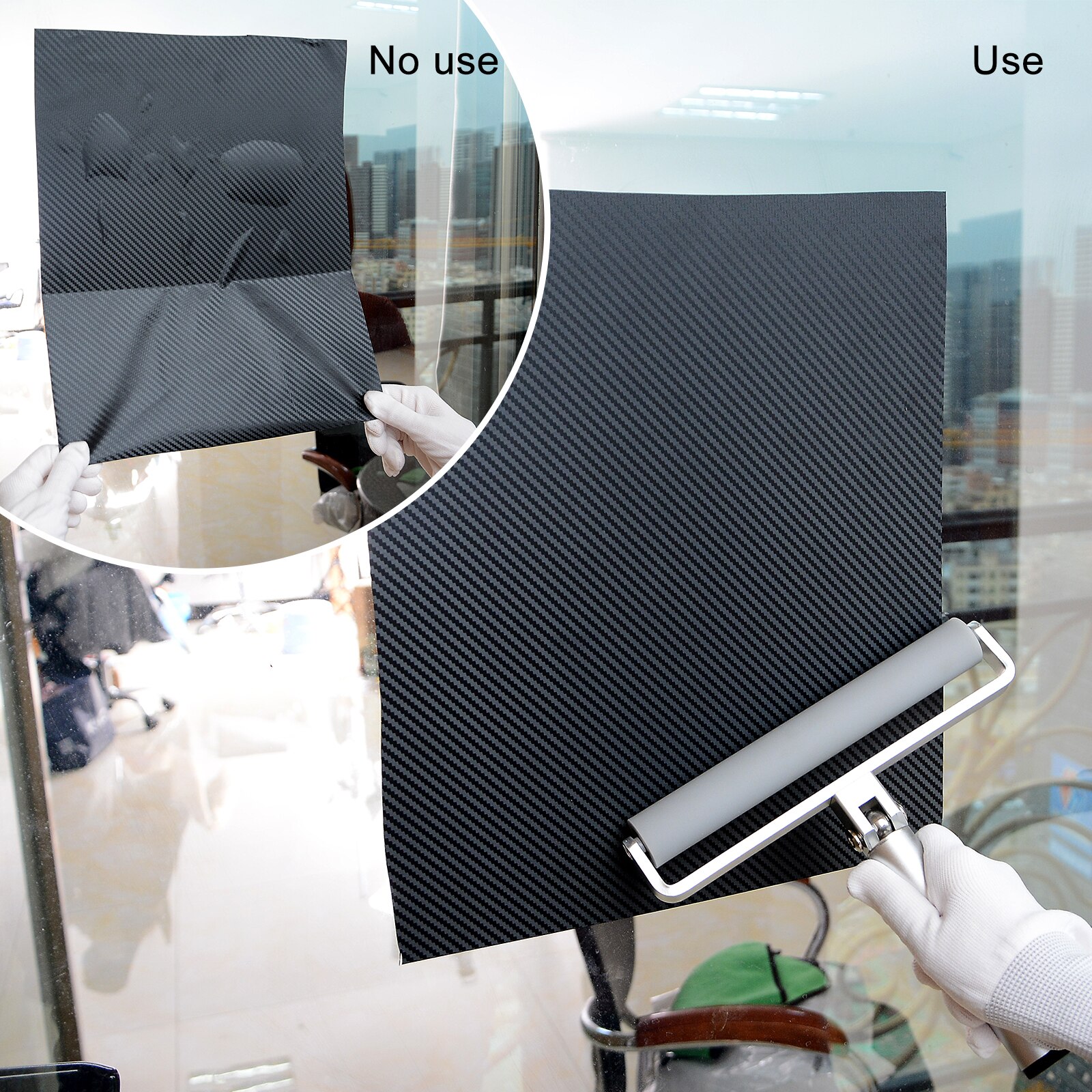 FOSHIO 8" Vinyl Car Wrap Roller Rubber Wheel Squeegee Carbon Fiber Film Window Tint Install Smooth Rolling Tool Car Accessories